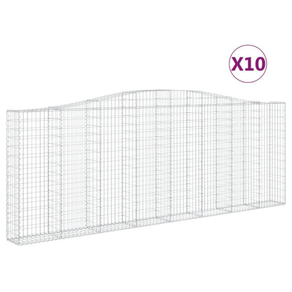 Gabionen Mit Hochbogen 10Stk. 400X30X140/160Cm Verzinktes Eisen