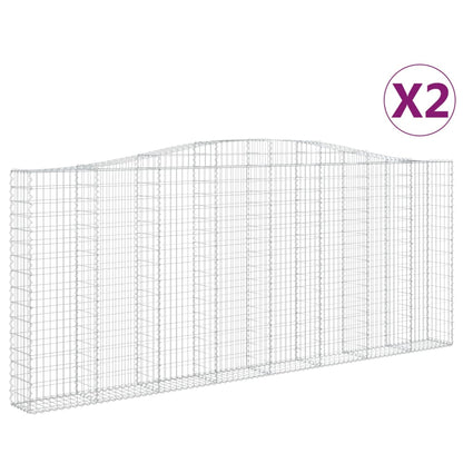 Gabionen Mit Hochbogen 2 Stk. 400X30X160/180Cm Verzinktes Eisen