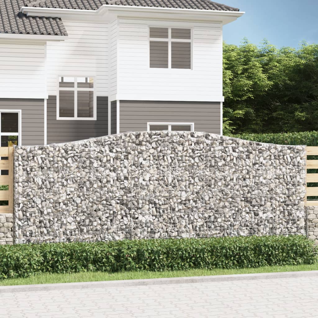 Gabionen Mit Hochbogen 2 Stk. 400X30X160/180Cm Verzinktes Eisen