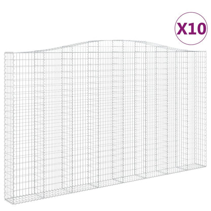 Gabionen Mit Hochbogen 10Stk. 400X30X220/240Cm Verzinktes Eisen