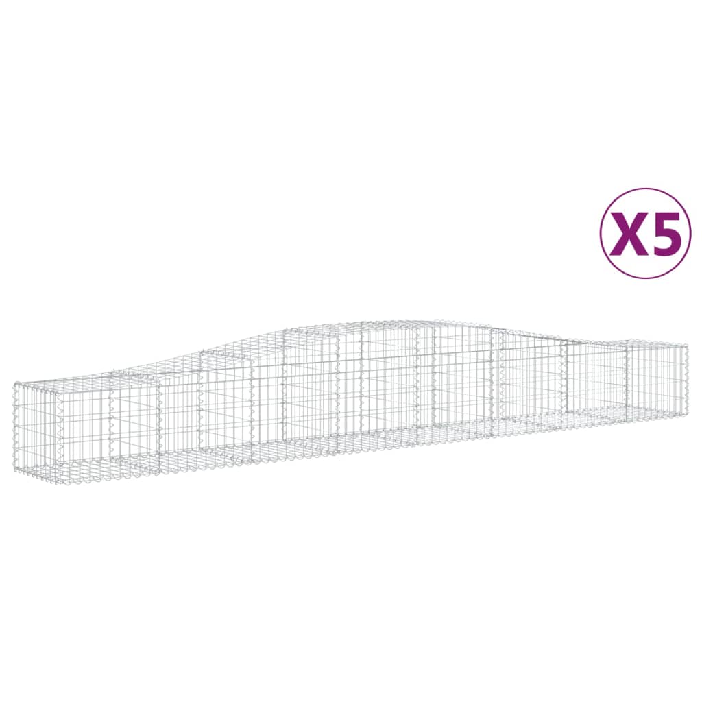 Gabionen Mit Hochbogen 5 Stk. 400X50X40/60Cm Verzinktes Eisen