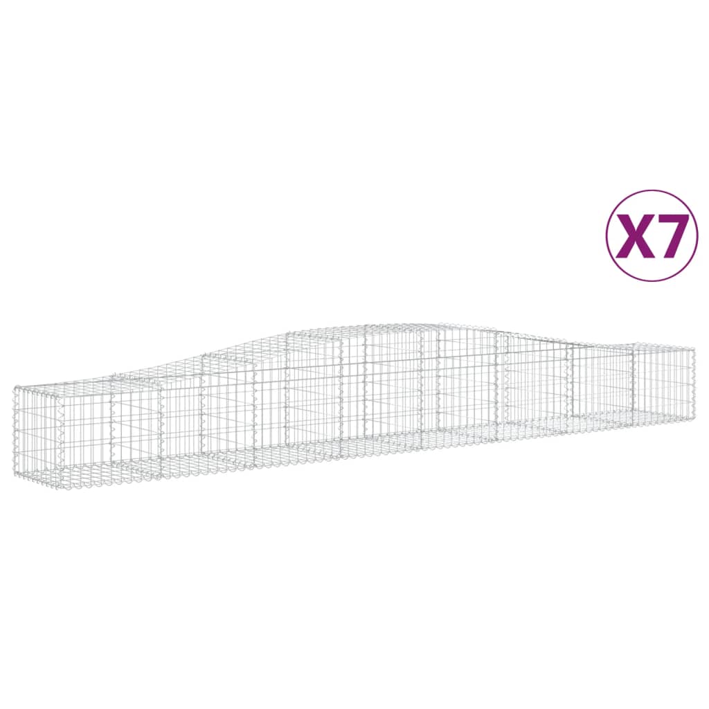 Gabionen Mit Hochbogen 7 Stk. 400X50X40/60Cm Verzinktes Eisen