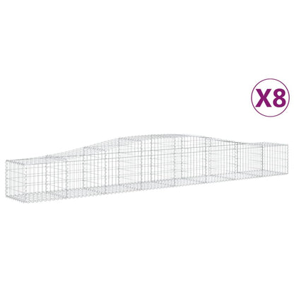 Gabionen Mit Hochbogen 8 Stk. 400X50X40/60Cm Verzinktes Eisen