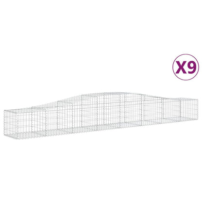 Gabionen Mit Hochbogen 9 Stk. 400X50X40/60Cm Verzinktes Eisen