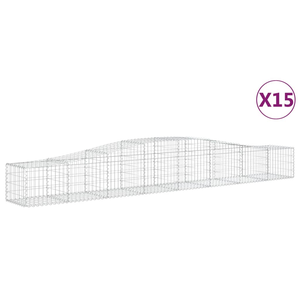 Gabionen Mit Hochbogen 15 Stk. 400X50X40/60Cm Verzinktes Eisen