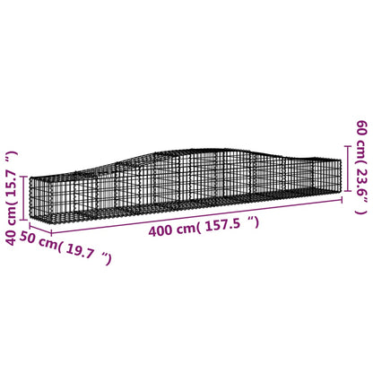 Gabionen Mit Hochbogen 20 Stk. 400X50X40/60Cm Verzinktes Eisen