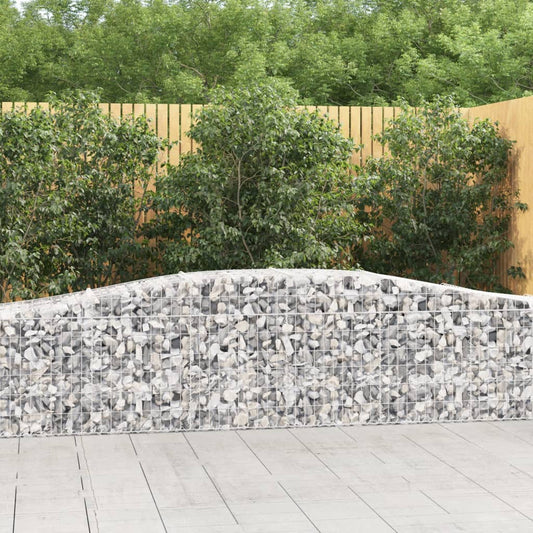 Gabionen Mit Hochbogen 4 Stk. 400X50X60/80Cm Verzinktes Eisen