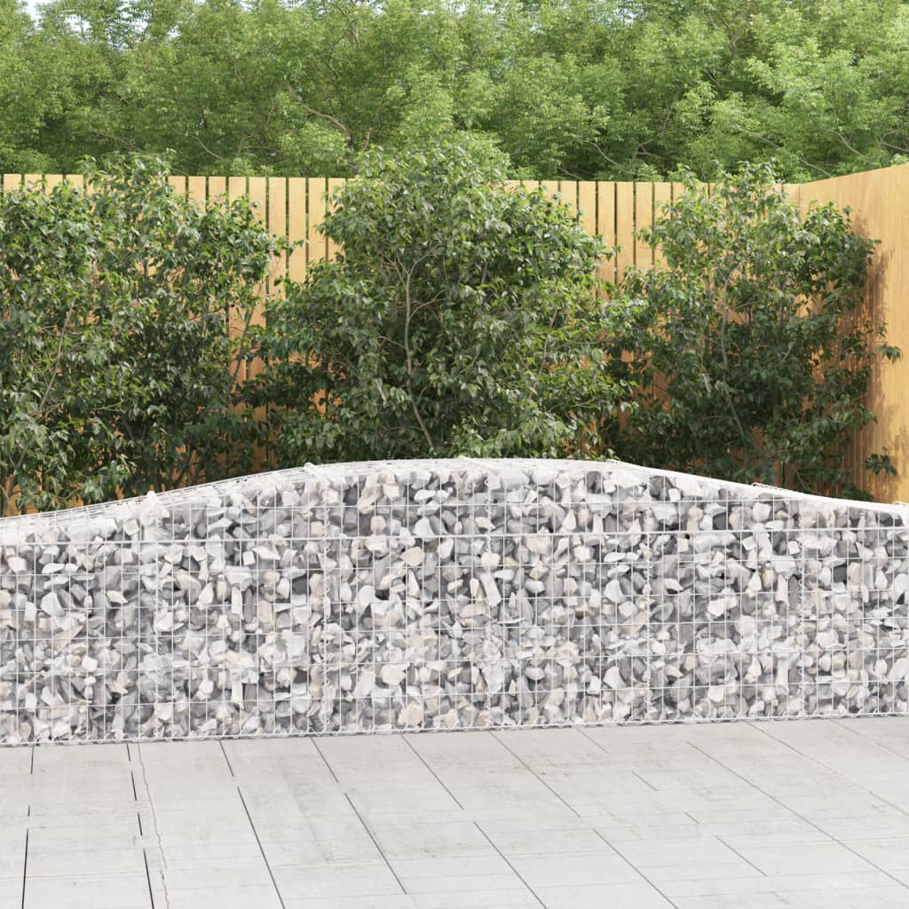 Gabionen Mit Hochbogen 8 Stk. 400X50X60/80Cm Verzinktes Eisen