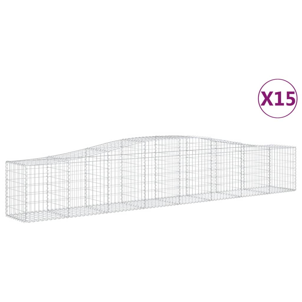 Gabionen Mit Hochbogen 15 Stk. 400X50X60/80Cm Verzinktes Eisen