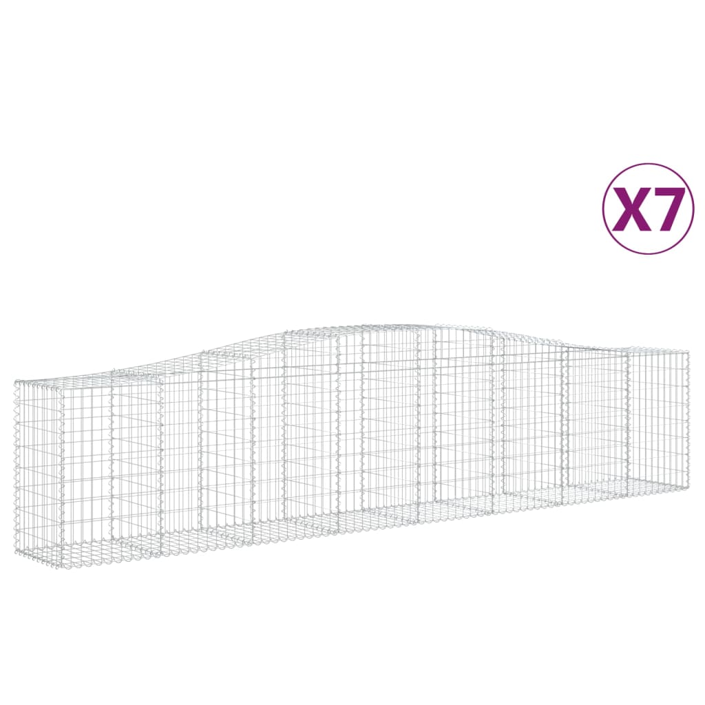 Gabionen Mit Hochbogen 7 Stk. 400X50X80/100Cm Verzinktes Eisen