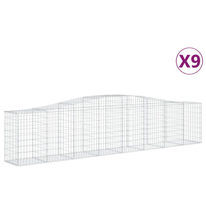 Gabionen Mit Hochbogen 9 Stk. 400X50X80/100Cm Verzinktes Eisen