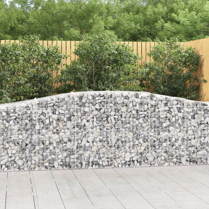 Gabionen Mit Hochbogen 9 Stk. 400X50X80/100Cm Verzinktes Eisen