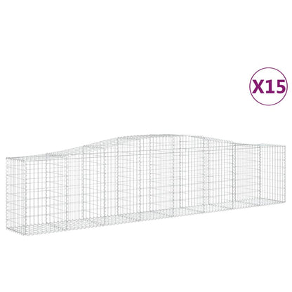 Gabionen Mit Hochbogen 15 Stk. 400X50X80/100Cm Verzinktes Eisen
