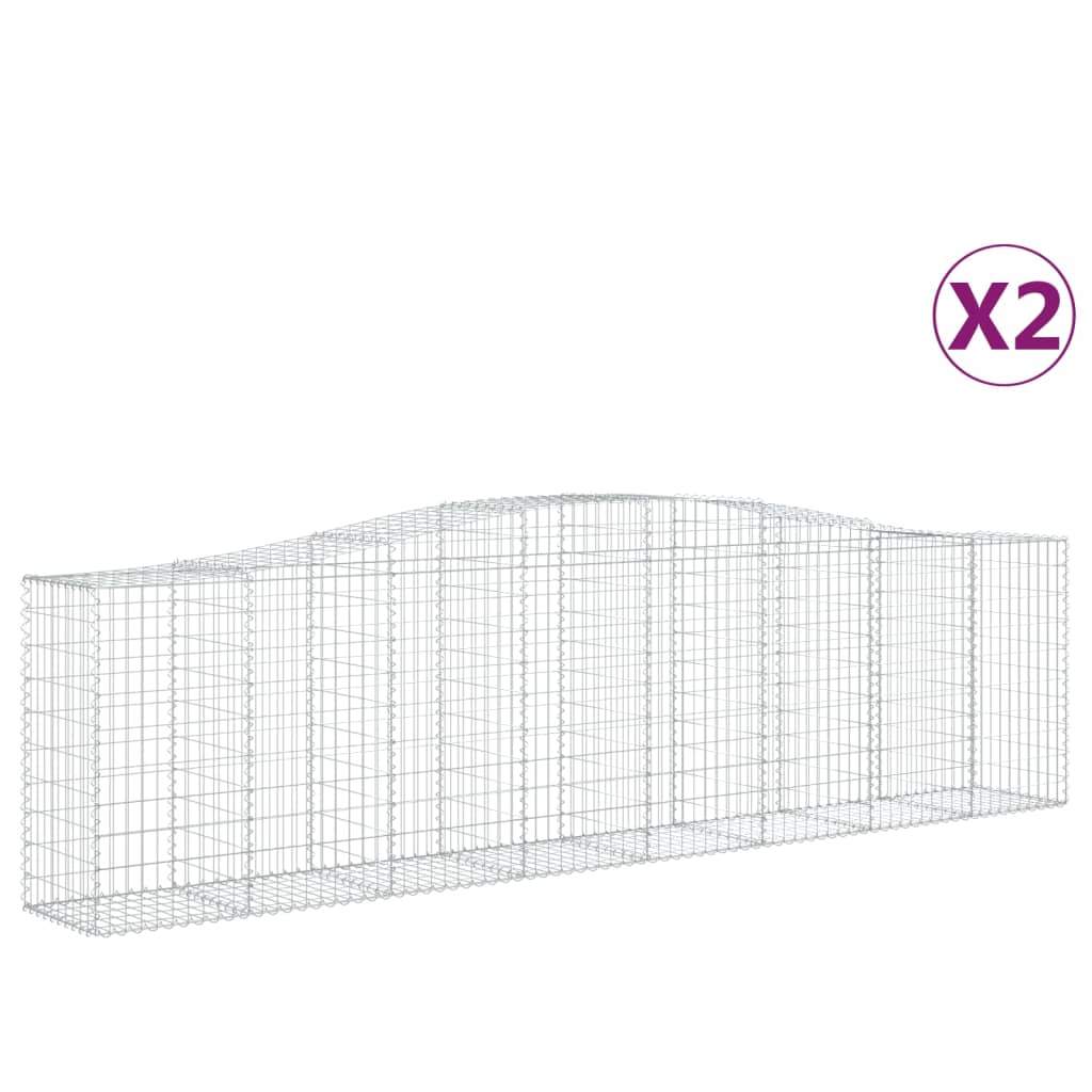 Gabionen Mit Hochbogen 2 Stk. 400X50X100/120Cm Verzinktes Eisen