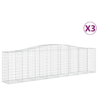 Gabionen Mit Hochbogen 3 Stk. 400X50X100/120Cm Verzinktes Eisen
