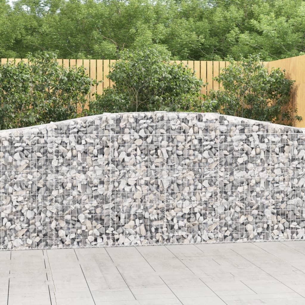 Gabionen Mit Hochbogen 5 Stk. 400X50X100/120Cm Verzinktes Eisen