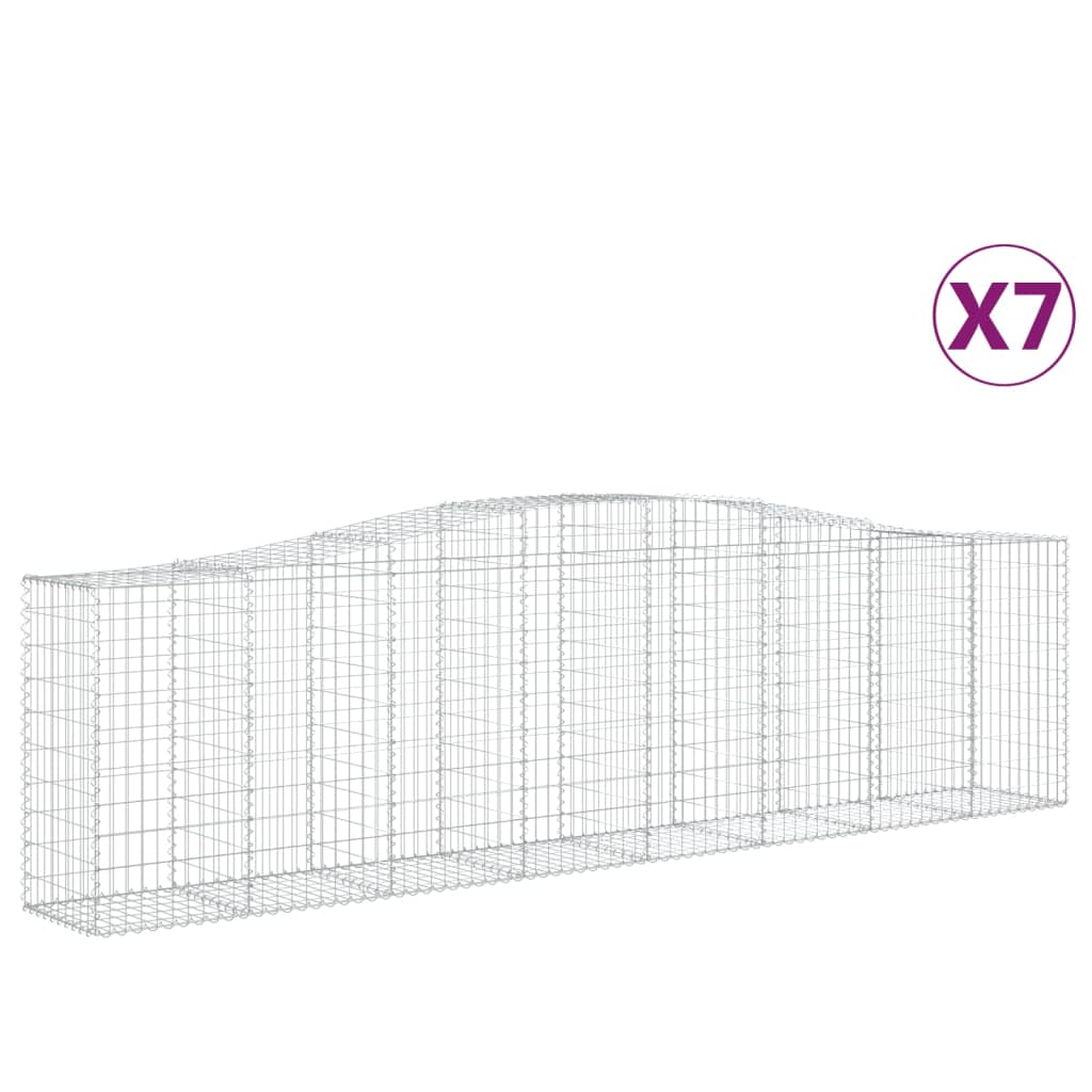 Gabionen Mit Hochbogen 7 Stk. 400X50X100/120Cm Verzinktes Eisen