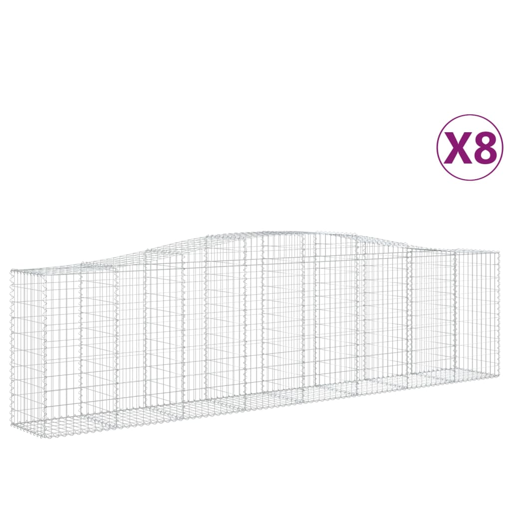 Gabionen Mit Hochbogen 8 Stk. 400X50X100/120Cm Verzinktes Eisen