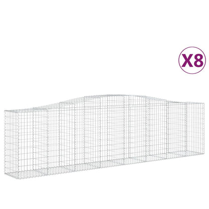 Gabionen Mit Hochbogen 8 Stk. 400X50X100/120Cm Verzinktes Eisen