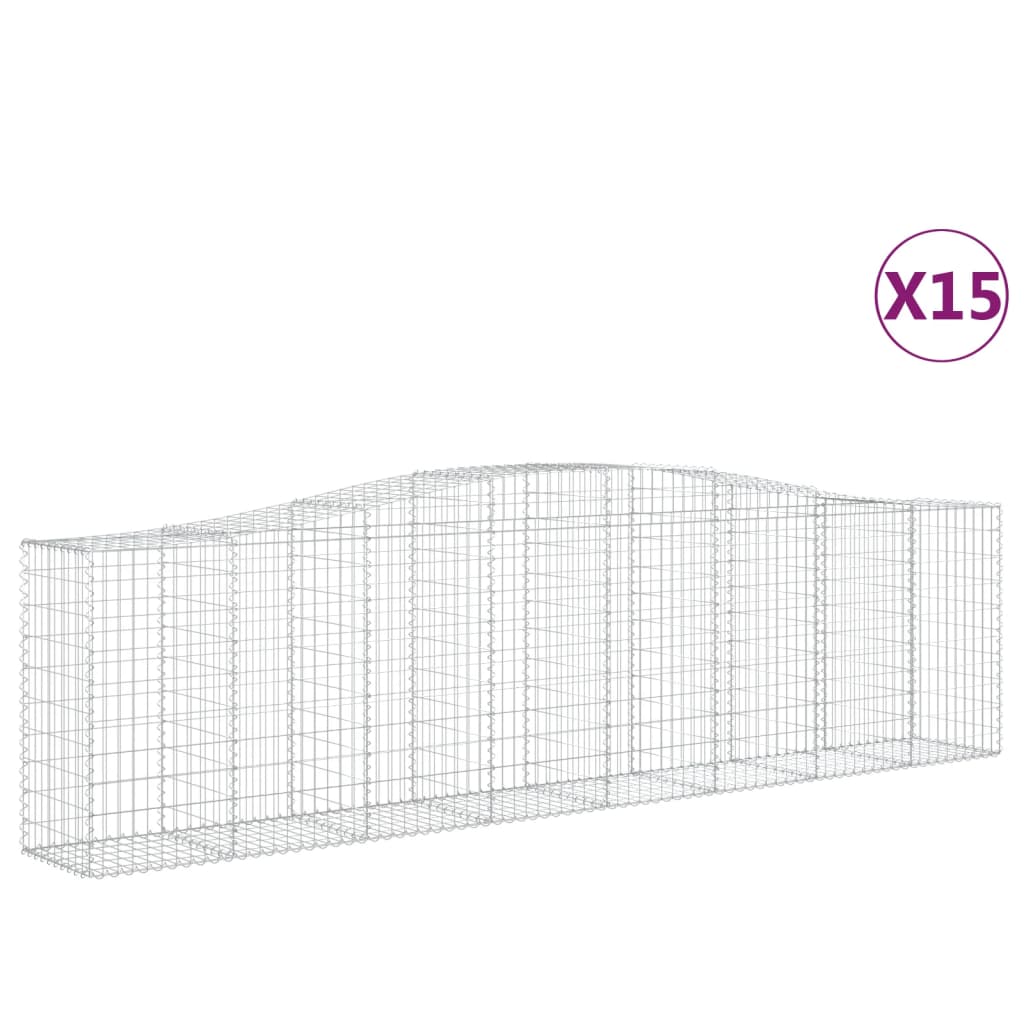 Gabionen Mit Hochbogen 15 Stk 400X50X100/120Cm Verzinktes Eisen