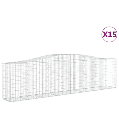Gabionen Mit Hochbogen 15 Stk 400X50X100/120Cm Verzinktes Eisen