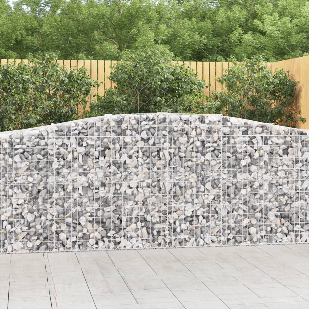 Gabionen Mit Hochbogen 15 Stk 400X50X100/120Cm Verzinktes Eisen