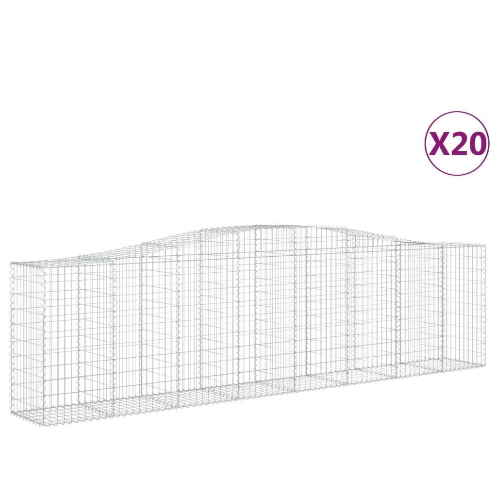 Gabionen Mit Hochbogen 20 Stk 400X50X100/120Cm Verzinktes Eisen
