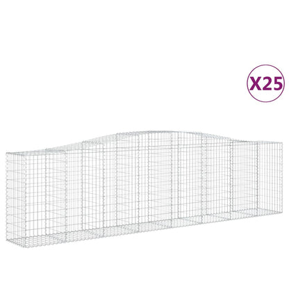 Gabionen Mit Hochbogen 25 Stk 400X50X100/120Cm Verzinktes Eisen