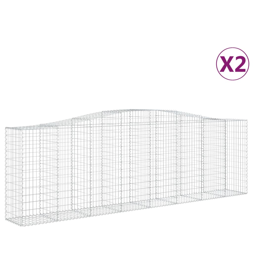 Gabionen Mit Hochbogen 2 Stk. 400X50X120/140Cm Verzinktes Eisen
