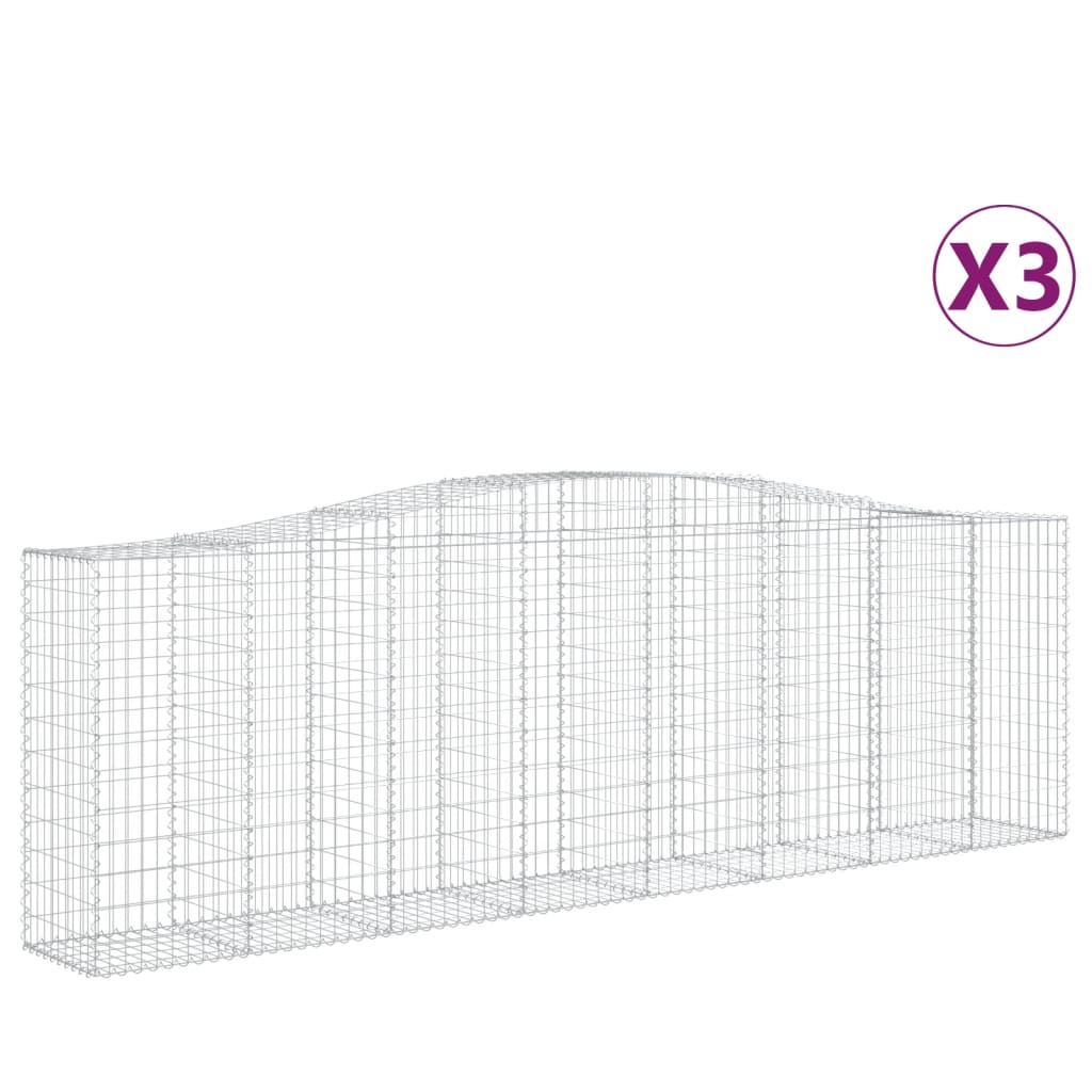 Gabionen Mit Hochbogen 3 Stk. 400X50X120/140Cm Verzinktes Eisen
