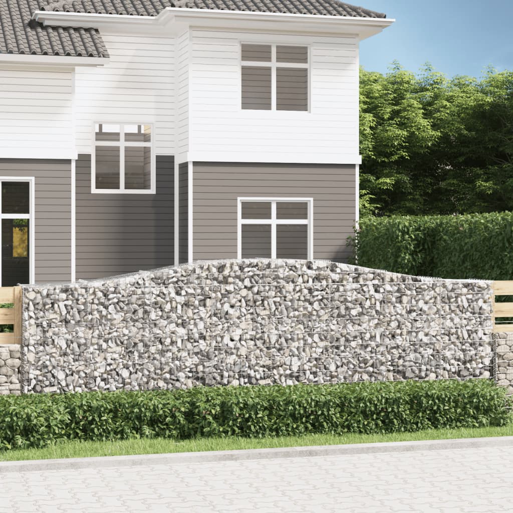 Gabionen Mit Hochbogen 4 Stk. 400X50X120/140Cm Verzinktes Eisen