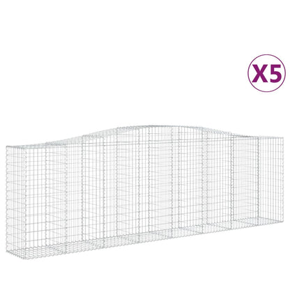 Gabionen Mit Hochbogen 5 Stk. 400X50X120/140Cm Verzinktes Eisen
