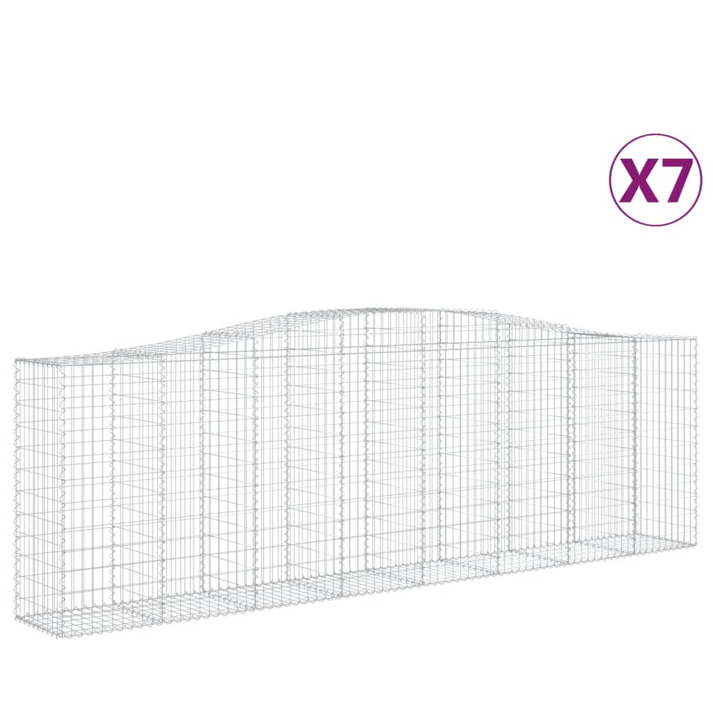 Gabionen Mit Hochbogen 7 Stk. 400X50X120/140Cm Verzinktes Eisen