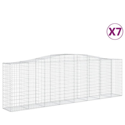 Gabionen Mit Hochbogen 7 Stk. 400X50X120/140Cm Verzinktes Eisen