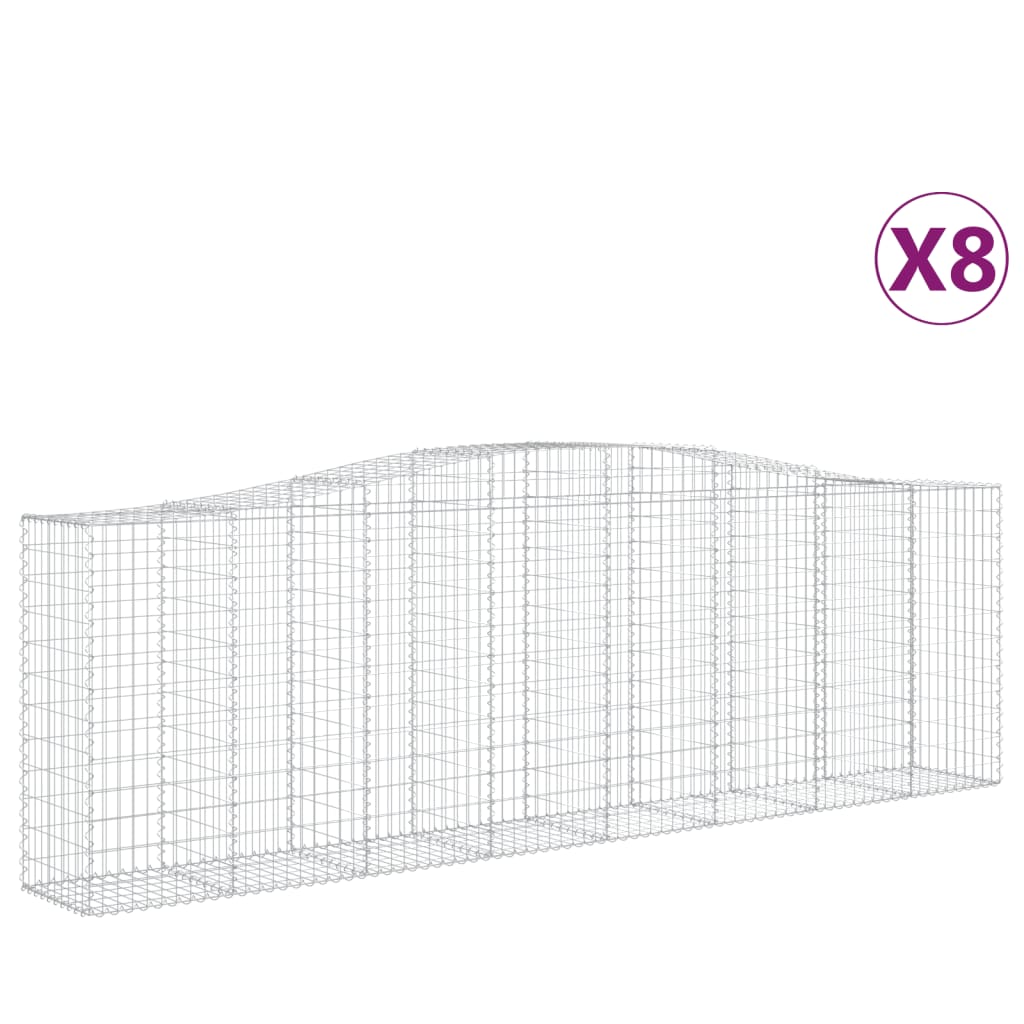 Gabionen Mit Hochbogen 8 Stk. 400X50X120/140Cm Verzinktes Eisen