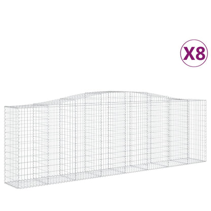 Gabionen Mit Hochbogen 8 Stk. 400X50X120/140Cm Verzinktes Eisen