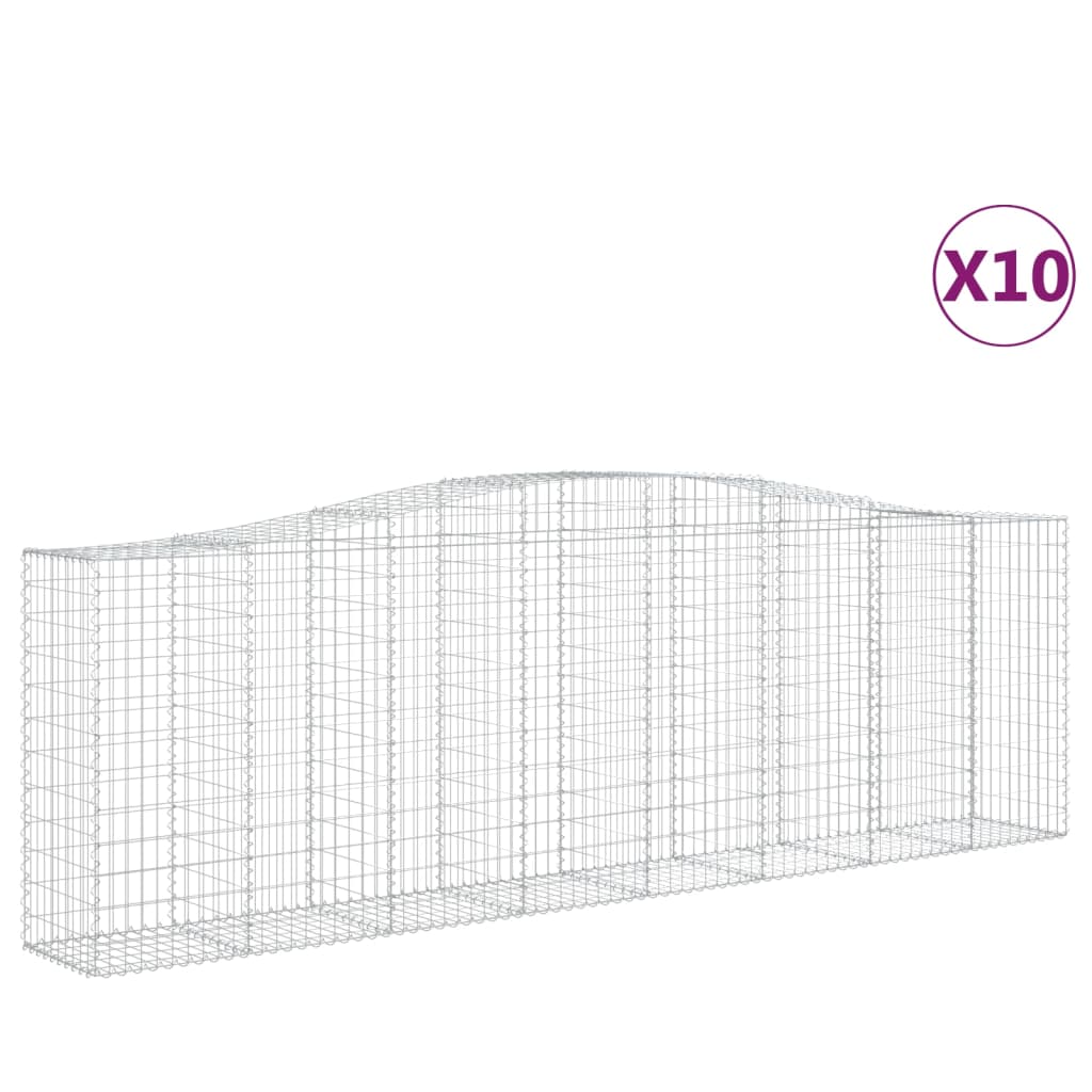 Gabionen Mit Hochbogen 10 Stk 400X50X120/140Cm Verzinktes Eisen