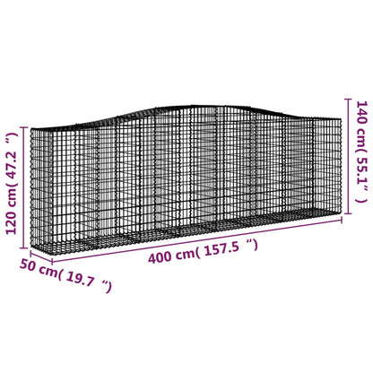 Gabionen Mit Hochbogen 25 Stk 400X50X120/140Cm Verzinktes Eisen