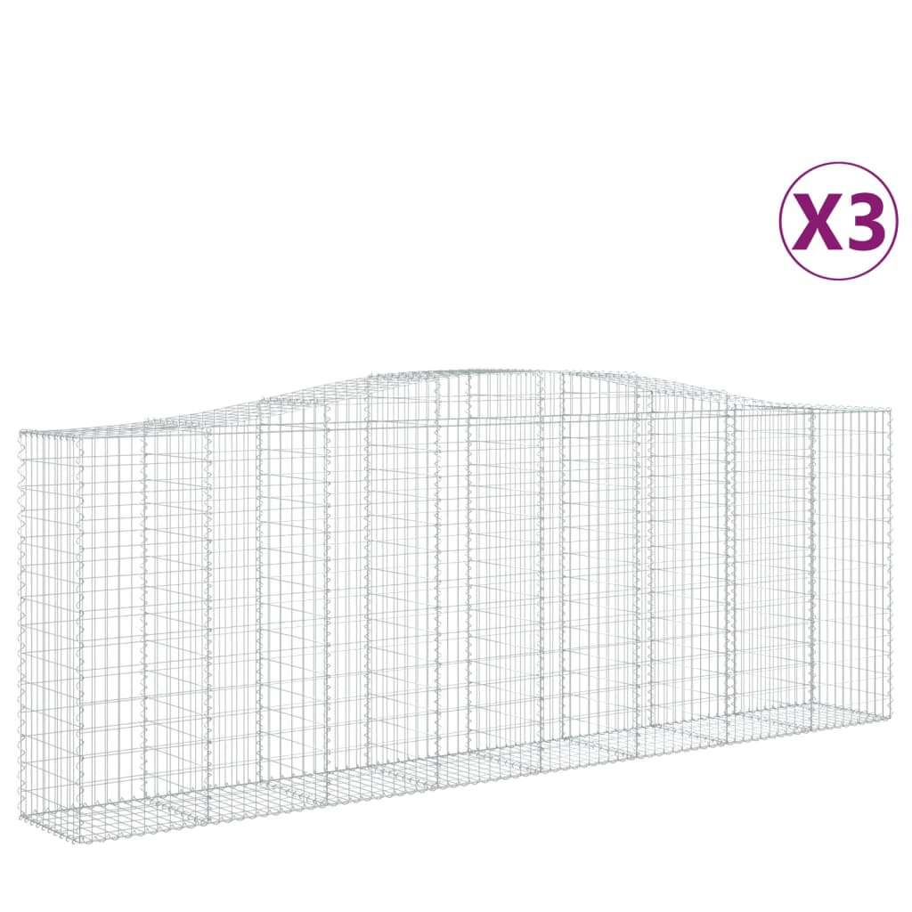 Gabionen Mit Hochbogen 3 Stk. 400X50X140/160Cm Verzinktes Eisen