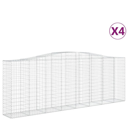 Gabionen Mit Hochbogen 4 Stk. 400X50X140/160Cm Verzinktes Eisen