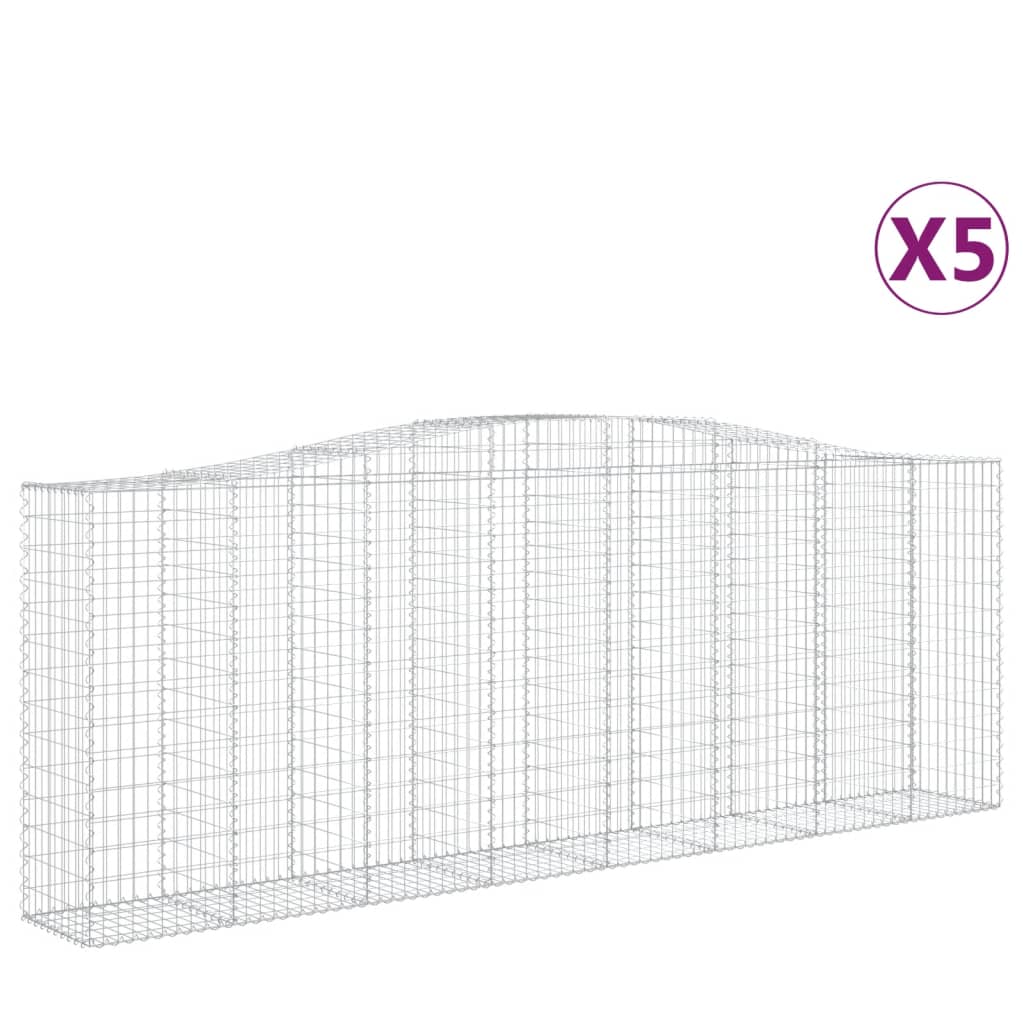 Gabionen Mit Hochbogen 5 Stk. 400X50X140/160Cm Verzinktes Eisen