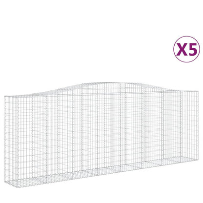 Gabionen Mit Hochbogen 5 Stk. 400X50X140/160Cm Verzinktes Eisen