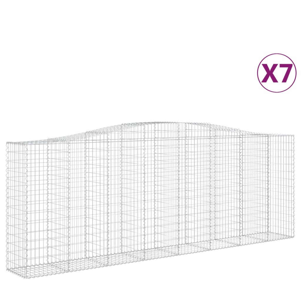 Gabionen Mit Hochbogen 7 Stk. 400X50X140/160Cm Verzinktes Eisen
