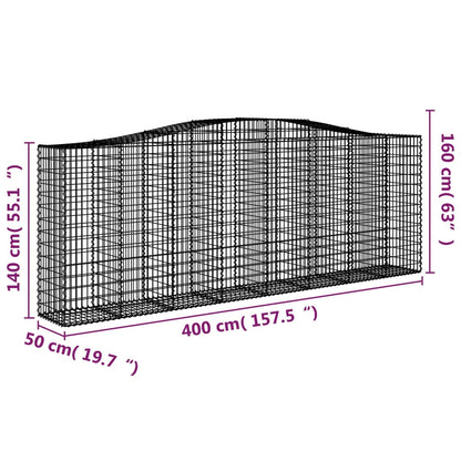Gabionen Mit Hochbogen 10 Stk 400X50X140/160Cm Verzinktes Eisen