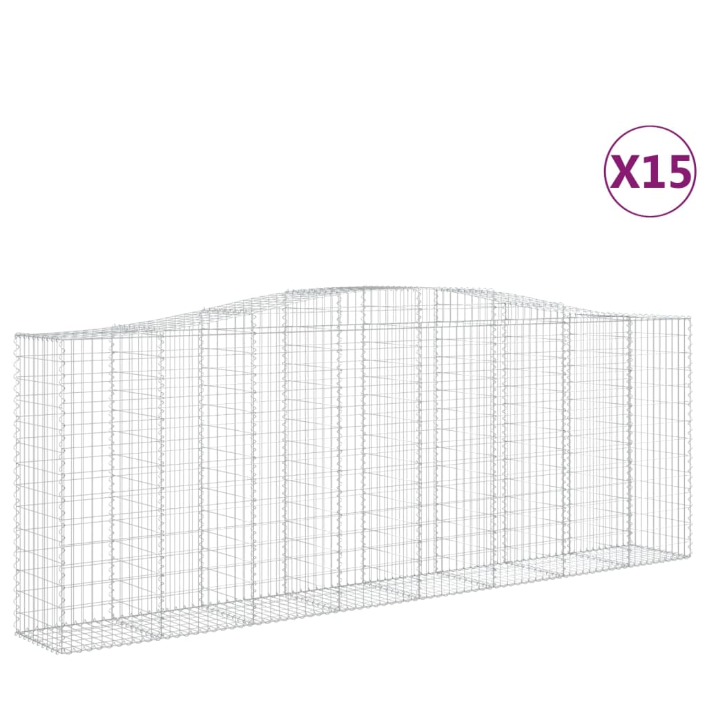 Gabionen Mit Hochbogen 15 Stk 400X50X140/160Cm Verzinktes Eisen