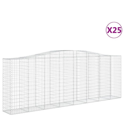 Gabionen Mit Hochbogen 25 Stk 400X50X140/160Cm Verzinktes Eisen