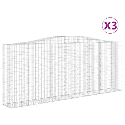 Gabionen Mit Hochbogen 3 Stk. 400X50X160/180Cm Verzinktes Eisen