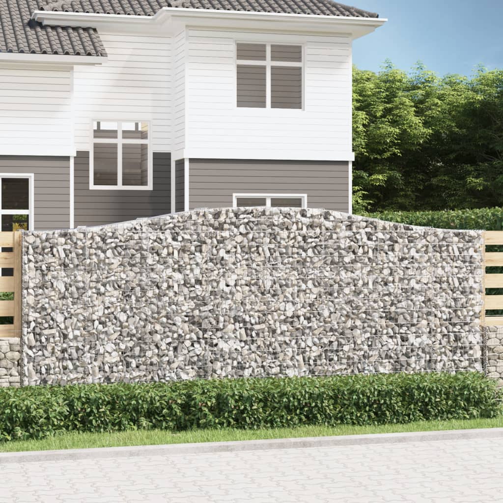 Gabionen Mit Hochbogen 6 Stk. 400X50X160/180Cm Verzinktes Eisen