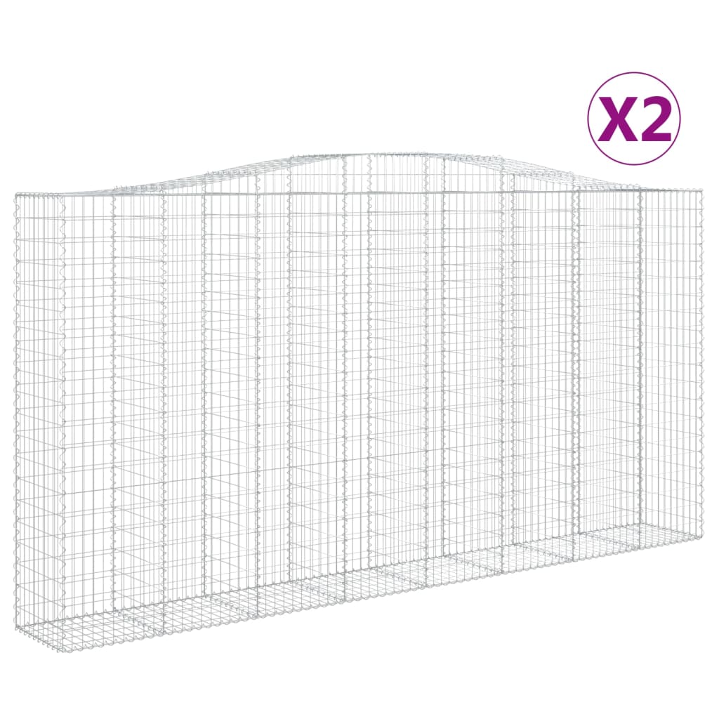 Gabionen Mit Hochbogen 2 Stk. 400X50X200/220Cm Verzinktes Eisen