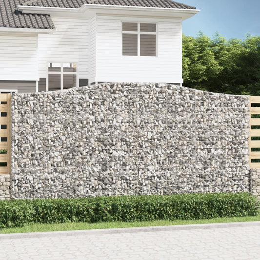 Gabionen Mit Hochbogen 4 Stk. 400X50X200/220Cm Verzinktes Eisen